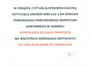 Uwaga pacjenci! Zakaz odwiedzin