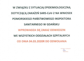 Uwaga pacjenci! Zakaz odwiedzin